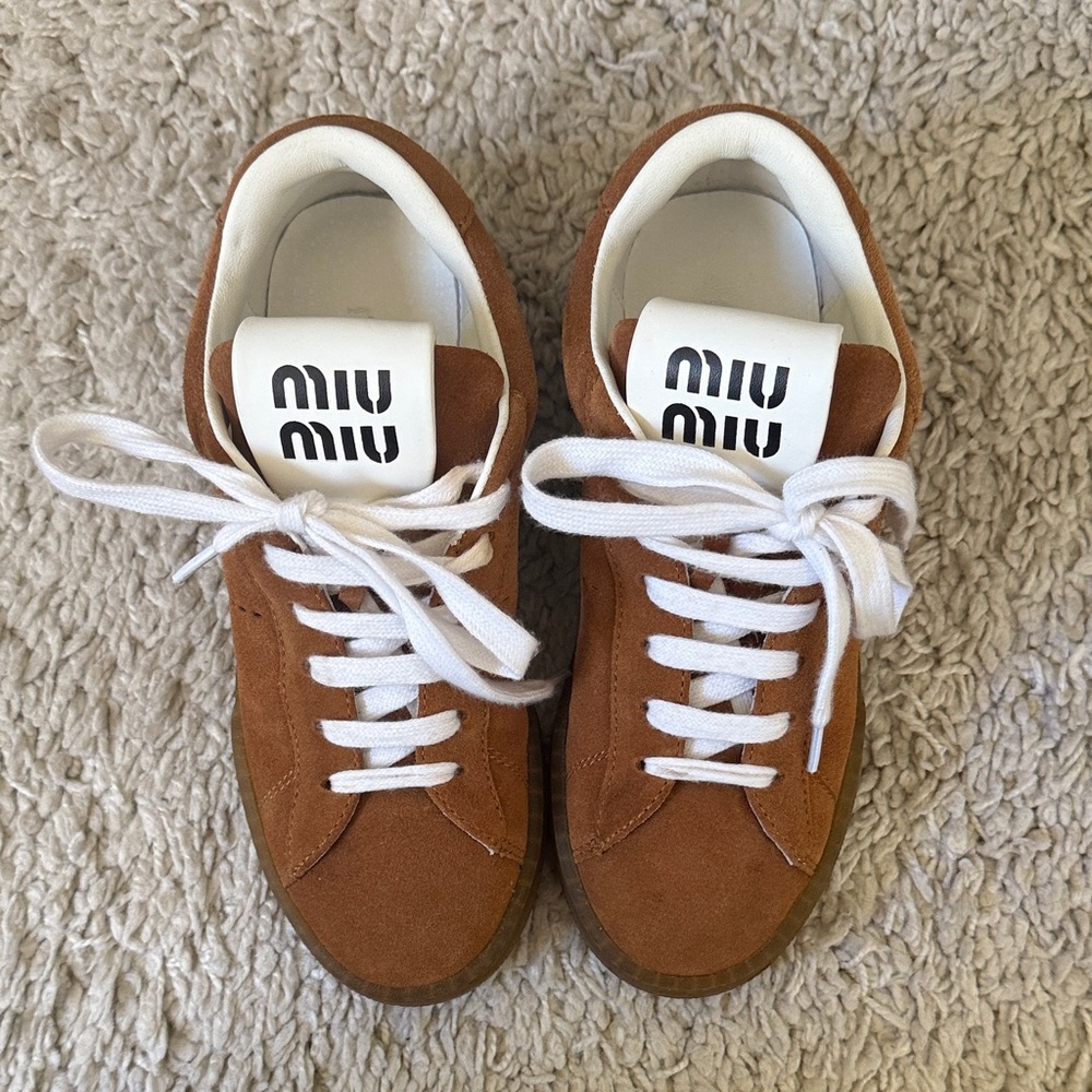 Miu Miu Brown Suede Sneakers